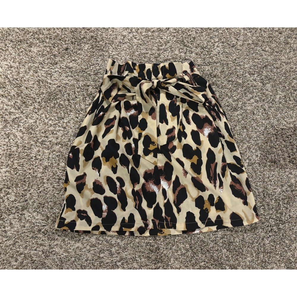 Altar’d State Chic Leopard Print Paper Bag High Rise Tie Mini Skirt Women’s S